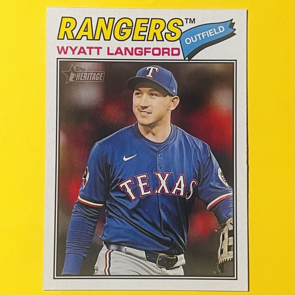 2026 Topps Heritage Baseball Wyatt Langford #340 Texas Rangers‎ Base